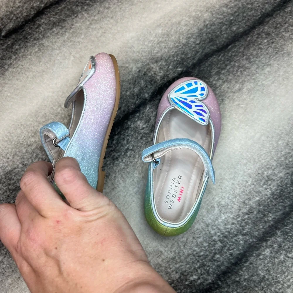 Sophia Webster Mini Butterfly Iridescent Rainbow Glitter Flats Infant Baby